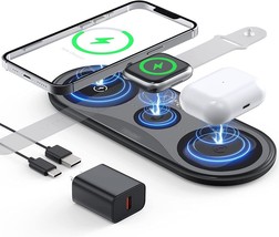 Wireless Charging Pad,Portable 3in1 Wireless Charger Station for Multiple Device - £17.77 GBP