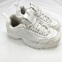 Fila Disruptor II Sneakers Womens 8 Triple White Leather Shoes 5VF80170-100 - $26.43