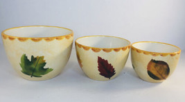 N-D Exclusive Autumn / Fall Leaf China Set of 3 Bowls Nested Kitchen Han... - £15.62 GBP