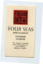 Four Seas Restaurant Chinese Cuisine Business Card Grant Ave San Francis... - $11.88