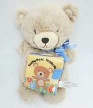 Demdaco Teddy Bear Puppet With Storybook Plush Lovey Stuffed Baby Toy  Tan B57 - £9.43 GBP