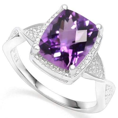 Amethyst and Diamond Ring in Sterling Silver - $59.95