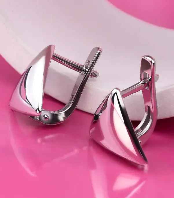 Drop earrings for women 925 sterling silver without stones voluminous, s... - $115.00