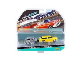 1955 Chevrolet Nomad with Traveler Trailer Yellow Tow & Go 1/64 Diecast Model b - £21.70 GBP