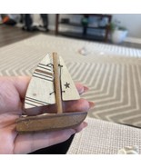 Handcrafted Wooden Decorative Sailboat Canvas Sail, Lake, - $171.06 MXN