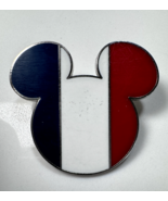 Disney France Flag Mickey Mouse Head Ears 2007 Blue White Red Stripe Pin - $234.02 MXN