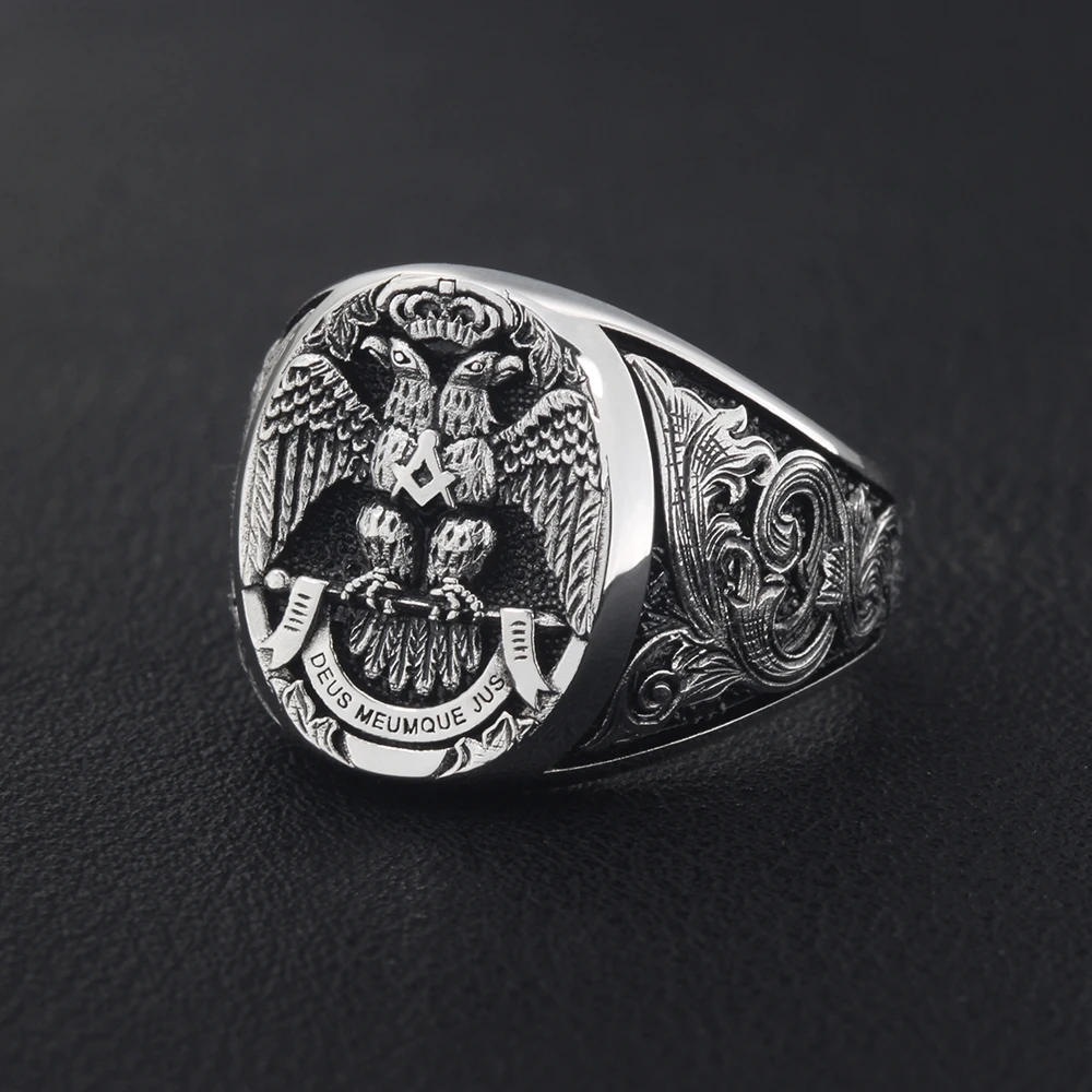 Masonic Scottish Rite 33 Degree Double Head Eagle Phoenix Hand Engraved Sterling - $161.07