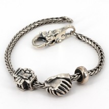 Trollbeads Sterling Charm Bracelet Friendship &amp; White House Beads Flower Clasp - £39.30 GBP