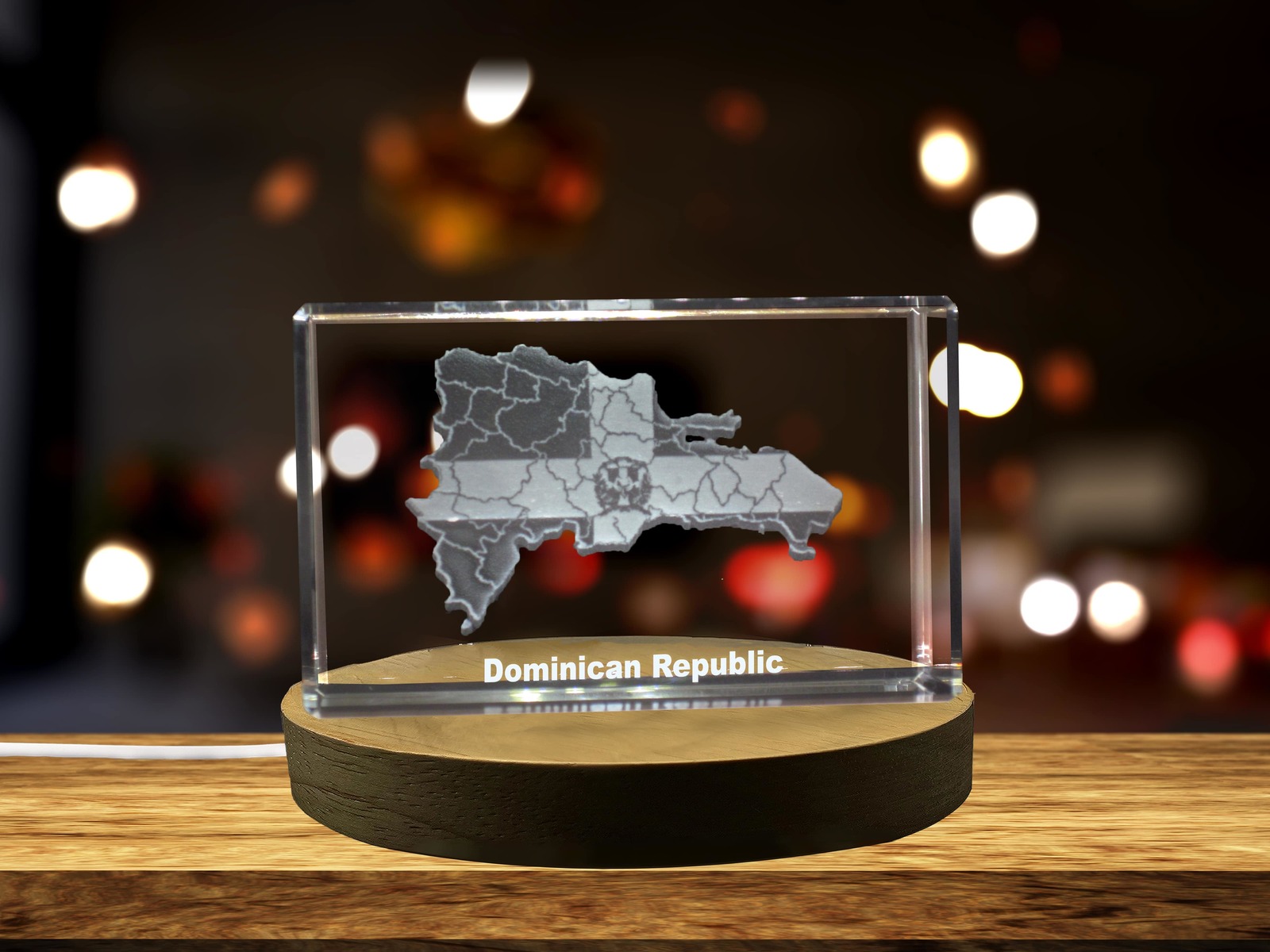 LED Base included | Dominican Republic 3D Engraved Crystal 3D Engraved C... - $22.09+