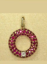 2.Ct Simulated Pink Sapphire Circle Halo Pendant Necklace 14k Yellow Gold Plated - £59.42 GBP