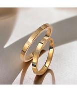 2.5mm Wedding Bands Set-Matching Rings-Engrave Band Ring-18K Gold Ring Set - $502.00+