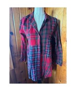 J Jill Plaid Cozy Red Plaid Button-Down Tunic Shirt with Peplum Detail s... - $646.23 MXN