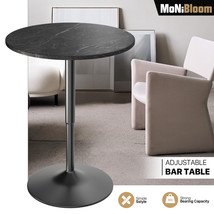 23.6&quot; Black Pub Bar Cocktail Table Adjustable Counter Height Wood Round ... - $125.99