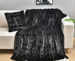 The Product Is A Black, 50&quot; X 63&quot; Luxury Double-Sided Faux Fur Throw Bla... - $35.93