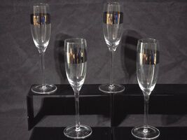 CRATE &amp; BARREL Champagne Flute 9.25&quot; SILVER BANDED - Discontinued - Set ... - $536.36 MXN