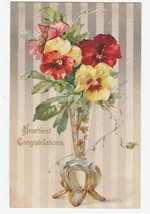 Vintage Postcard Heartiest Congratulations Flowers in Glass Vase Embossed - £5.53 GBP