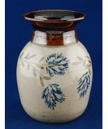 Studio Pottery Vase Brown &amp; Speckled Beige Botanical Signed Lucinda - £7.99 GBP