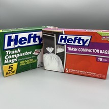 Lot of (2) Hefty Trash Compactor Bags - 18 gal. 5 ea. (10 Total Bags) New - £27.62 GBP
