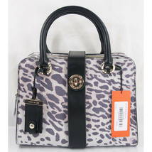 Karen Millen Purple Ivory Suede Leopard Black Leather Large Satchel NWT  - £152.15 GBP