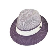 Men's Bently Semi Crushable Fedora Briad Straw Hat Dante DA225 Purple White image 3