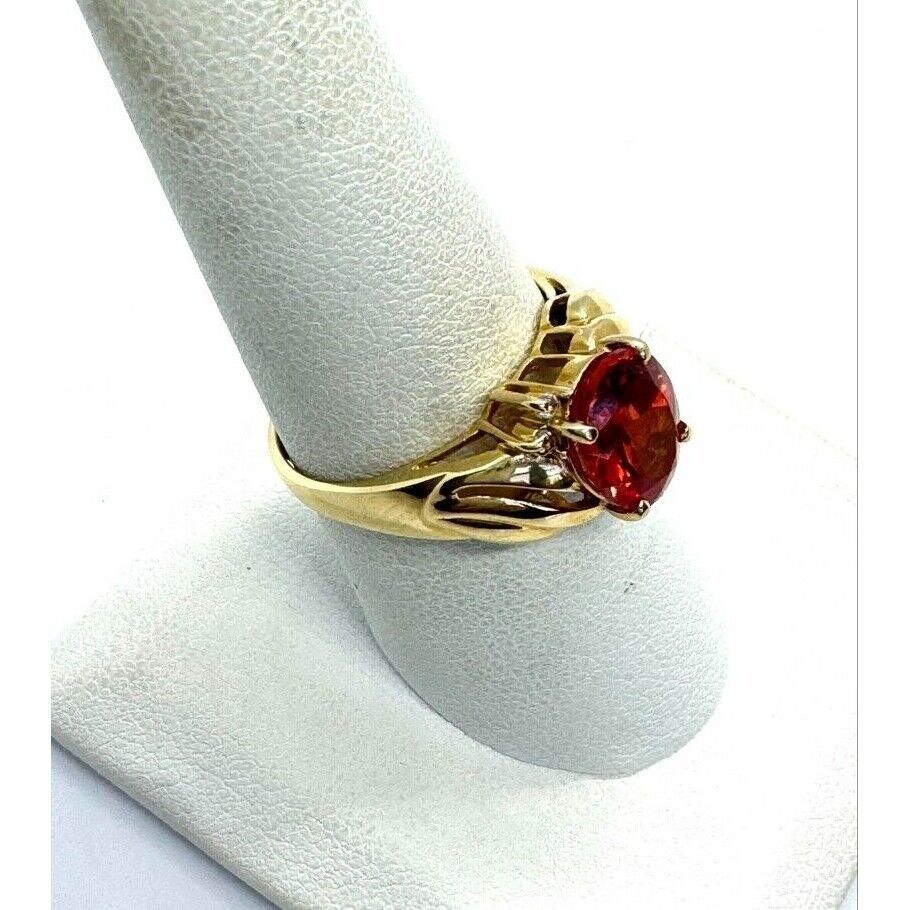 14K YELLOW GOLD PINK SAPPHIRE AND DIAMOND RING SIZE 8.5 SKY Item image 5