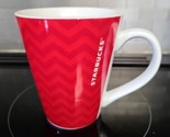 Starbucks Coffee Mug Cup Red Chevron White Handle 2013 - £11.73 GBP