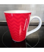 Starbucks Coffee Mug Cup Red Chevron White Handle 2013 - £11.62 GBP