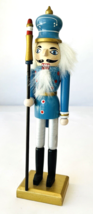 Wood Nutcracker Soldier w/ Spear Christmas Decor Greenbrier Blue White 10&quot; - £18.86 GBP