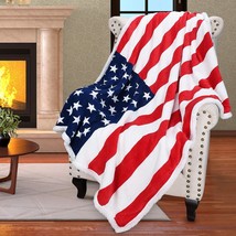 Catalonia Patriotic Us Flag Blanket, American National Flag Throws, Sherpa - £23.31 GBP