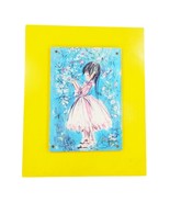 Vtg 1960s Handcrafted Wall Plaque Decor Child Girl Illustration Print JE... - $20.50 CAD