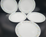 (5) Corelle Chocolate Mint Luncheon Plates Set Corning Brown Green Blue ... - $88.77