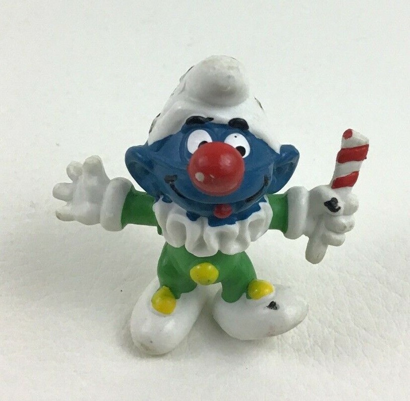 Smurfs Peyo Schleich Vintage PVC Germany 2&quot; Figure 1977 Clown Jokester H... - $14.80