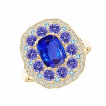 Angara Natural 8x6mm Tanzanite Fashion Ring in 14K Ye... - £2,027.16 GBP