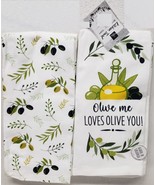 SET OF 2 DIFFERENT JUMBO KITCHEN TOWELS (18 x 28&quot;) OLIVE OIL,LOVES OLIVE... - £11.93 GBP