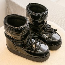 Brand Design Lace-up Snow Boots Winter Women Platform Non-Slip Waterproof Leathe - £99.84 GBP