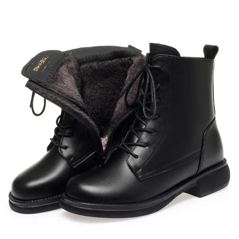 Fashion Autumn Winter Ankle Boots For Women Round Toe Natural Wool Warm Shoes La - £60.97 GBP
