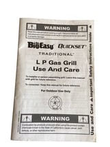 The Big Easy Quickset LP Gas Grill Use and Care Manual - £8.23 GBP