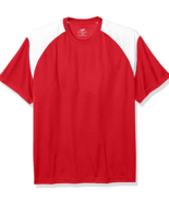 UltraClubs Men&#39;s Cool &amp; Dry Sport Color Block Tee, Red/White, Large, NWT - £5.73 GBP