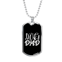 Dog Dad White Necklace Stainless Steel or 18k Gold Dog Tag 24" Chain - £37.92 GBP+