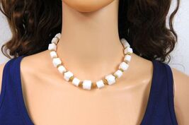 White Square Bead Lucite Choker Necklace - $22.99
