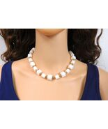 White Square Bead Lucite Choker Necklace - $22.99