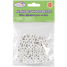Wood Alphabet Beads 8mm 70/Pkg White - £13.61 GBP