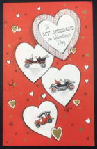 Vintage Embossed Hallmark To My Husband on Valentine&#39;s Day Greeting Card Cars - $9.49