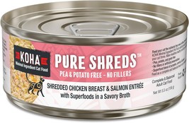 KOHA Pure Shreds Chicken and Salmon Entrée for Cats, High Protein Wet Cat Food, - £36.75 GBP