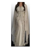 WHITE Moroccan Stylish Caftan Georgette Jacket Gown Dress Islamic Kaftan... - $120.00