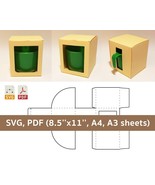 Mug box template, cup box, mug gift box, cup gift box, coffee mug box, S... - $1.49