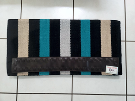 Casa Zia New Zealand Wool Saddle Blanket NEW Black Teal Cream Silver 32x32 - $99.99