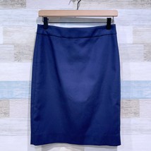 J By J Crew Cotton Work Pencil Skirt Navy Blue Twill Lined Career Womens 00 - £27.28 GBP