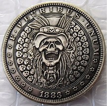 RARE Antique USA United States 1883 Morgan Dollar Skull Zombie Silver Color Coin - £22.62 GBP