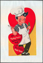 Large Diecut Mechanical Valentine with Boy Chef - Original Envelope - £4.71 GBP